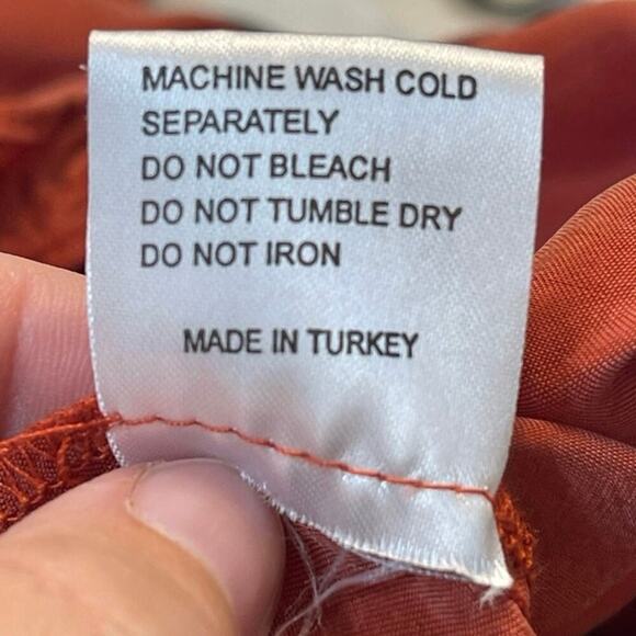 LUG VON SIGA Women’s Bianca Tie Top Ruffled Blouse Size 38 Rust/Coral Color - Picture 6 of 7